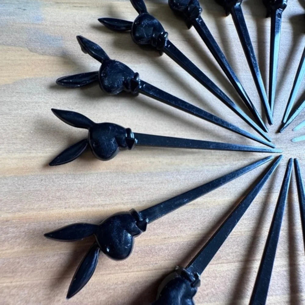Vintage Playboy Bunny Cocktail Picks - Set of 15 -Black & White 3.5